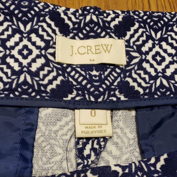 J crew navy blue and white geometric pattern capri - Picture 3 of 6